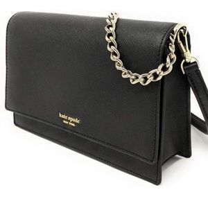 Kate Spade Cameron Black Convertible Saffiano Leather Chain Crossbody Bag